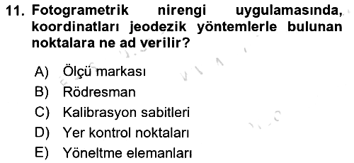 Fotogrametri 2019-2020 Dönem Sonu Sınavı - 11. soru