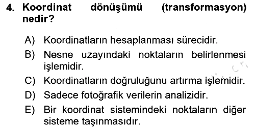 Fotogrametri 2024-2025 Dönem Sonu Sınavı - 4. soru