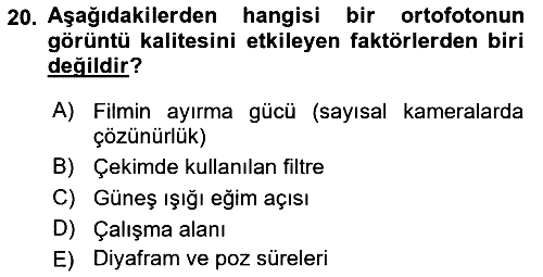 Fotogrametri 2021-2022 Yaz Okulu Sınavı - 20. soru