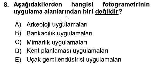 Fotogrametri 2022-2023 Yaz Okulu Sınavı - 8. soru