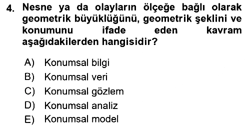 Konumsal Veritabanı 1 2018-2019 Ara Sınav - 4. soru