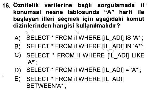 Konumsal Veritabanı 1 2021-2022 Dönem Sonu Sınavı - 16. soru