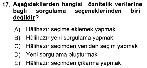Konumsal Veritabanı 1 2018-2019 Yaz Okulu Sınavı - 17. soru