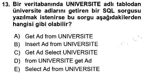 Konumsal Veritabanı 1 2023-2024 Yaz Okulu Sınavı - 13. soru