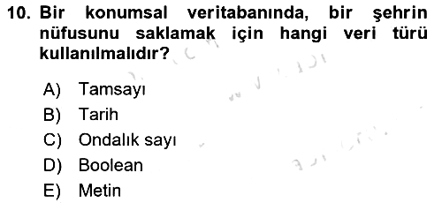 Konumsal Veritabanı 2 2024-2025 Ara Sınav - 10. soru