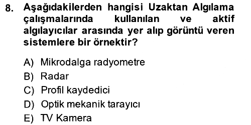 Uzaktan Algılama 2014-2015 Ara Sınav - 8. soru