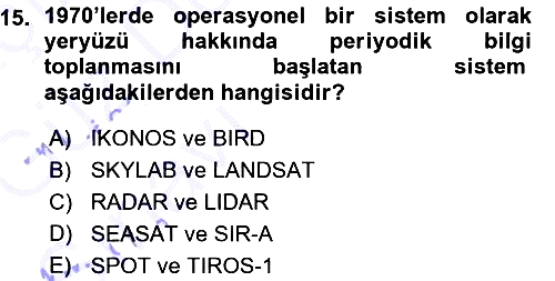 Uzaktan Algılama 2015-2016 Ara Sınav - 15. soru