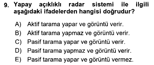 Uzaktan Algılama 2016-2017 Ara Sınav - 9. soru