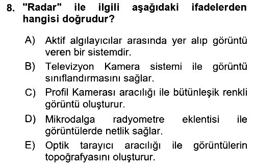 Uzaktan Algılama 2017-2018 Ara Sınav - 8. soru