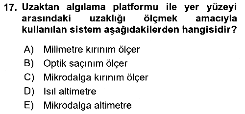 Uzaktan Algılama 2019-2020 Ara Sınav - 17. soru