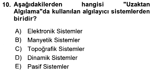 Uzaktan Algılama 2022-2023 Ara Sınav - 10. soru