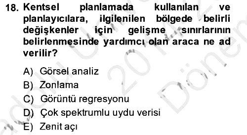 Uzaktan Algılama 2014-2015 Dönem Sonu Sınavı - 18. soru
