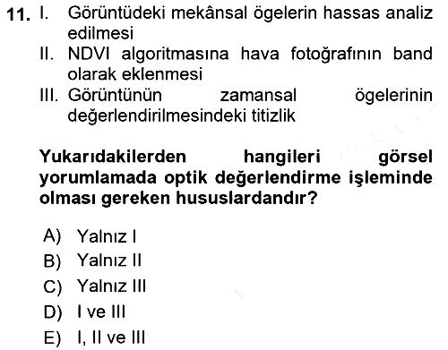Uzaktan Algılama 2017-2018 Dönem Sonu Sınavı - 11. soru
