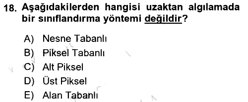 Uzaktan Algılama 2023-2024 Yaz Okulu Sınavı - 18. soru
