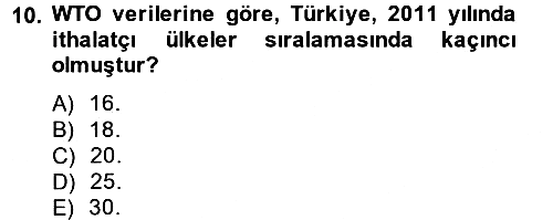 Dış Ticarete Giriş 2012-2013 Ara Sınav - 10. soru