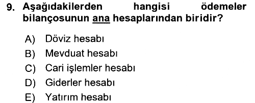 Dış Ticarete Giriş 2016-2017 Ara Sınav - 9. soru