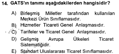 Dış Ticarete Giriş 2016-2017 Ara Sınav - 14. soru