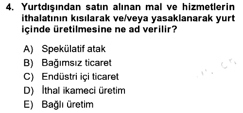 Dış Ticarete Giriş 2023-2024 Ara Sınav - 4. soru