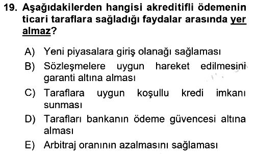 Dış Ticarete Giriş 2023-2024 Ara Sınav - 19. soru