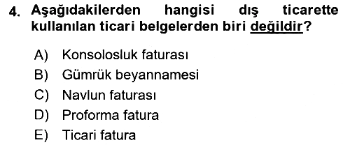 Dış Ticarete Giriş 2024-2025 Ara Sınav - 4. soru