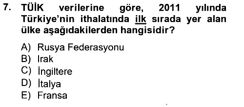 Dış Ticarete Giriş 2012-2013 Dönem Sonu Sınavı - 7. soru