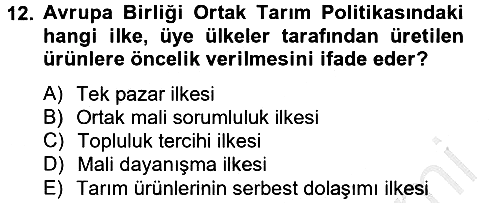 Dış Ticarete Giriş 2012-2013 Dönem Sonu Sınavı - 12. soru