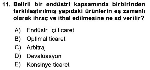 Dış Ticarete Giriş 2025-2026 Dönem Sonu Sınavı - 11. soru