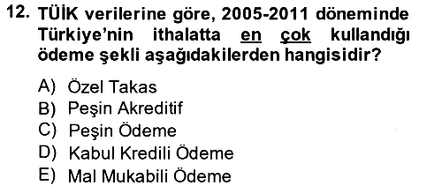 Dış Ticarete Giriş 2013-2014 Tek Ders Sınavı - 12. soru
