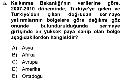 Dış Ticarete Giriş 2015-2016 Tek Ders Sınavı - 5. soru