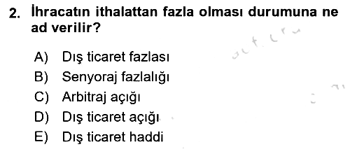 Dış Ticarete Giriş 2023-2024 Yaz Okulu Sınavı - 2. soru