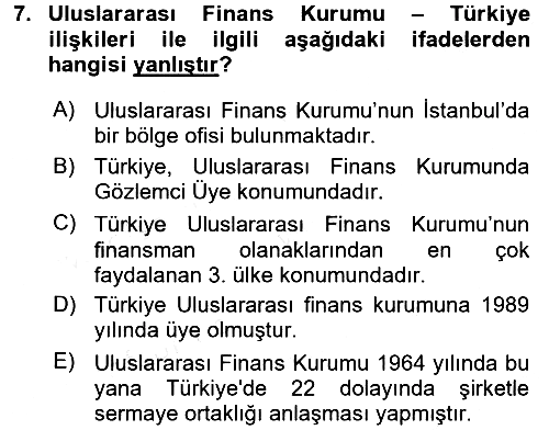 Dış Ticaretin Finansmanı ve Teşviki 2017-2018 3 Ders Sınavı - 7. soru