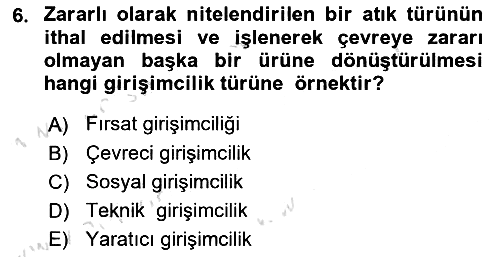 Dış Ticarette Girişimcilik 2021-2022 Ara Sınav - 6. soru