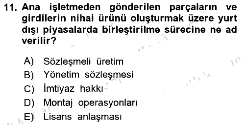 Dış Ticarette Girişimcilik 2021-2022 Ara Sınav - 11. soru