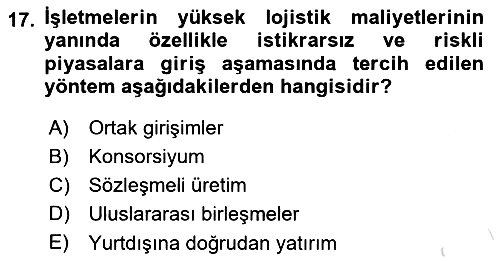 Dış Ticarette Girişimcilik 2024-2025 Ara Sınav - 17. soru