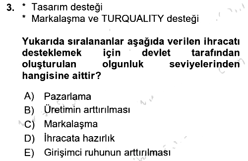 Dış Ticarette Girişimcilik 2025-2026 Ara Sınav - 3. soru
