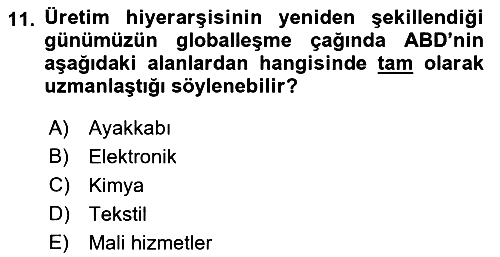 Dünya Ekonomisi 2019-2020 Ara Sınav - 11. soru