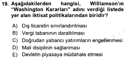 Dünya Ekonomisi 2019-2020 Ara Sınav - 19. soru