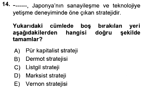 Dünya Ekonomisi 2021-2022 Ara Sınav - 14. soru