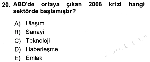 Dünya Ekonomisi 2022-2023 Dönem Sonu Sınavı - 20. soru