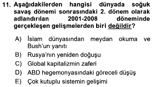 Dünya Ekonomisi 2018-2019 Yaz Okulu Sınavı - 11. soru