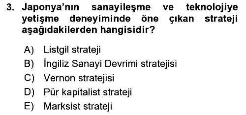 Dünya Ekonomisi 2020-2021 Yaz Okulu Sınavı - 3. soru