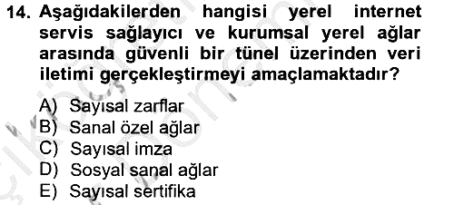 Elektronik Ticaret 2012-2013 Ara Sınav - 14. soru