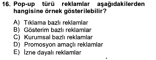 Elektronik Ticaret 2012-2013 Ara Sınav - 16. soru