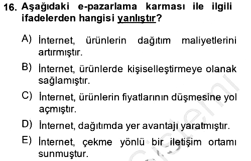 Elektronik Ticaret 2013-2014 Ara Sınav - 16. soru