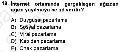 Elektronik Ticaret 2013-2014 Ara Sınav - 18. soru