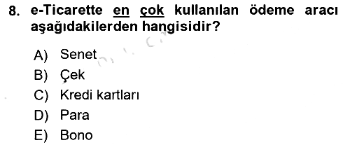 Elektronik Ticaret 2021-2022 Ara Sınav - 8. soru