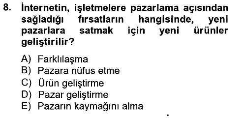 Elektronik Ticaret 2012-2013 Dönem Sonu Sınavı - 8. soru