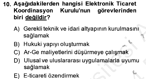 Elektronik Ticaret 2013-2014 Dönem Sonu Sınavı - 10. soru