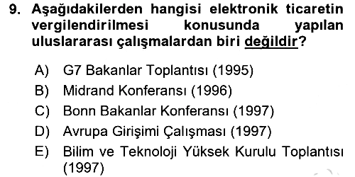 Elektronik Ticaret 2015-2016 Dönem Sonu Sınavı - 9. soru