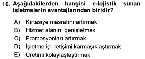 Elektronik Ticaret 2015-2016 Dönem Sonu Sınavı - 16. soru